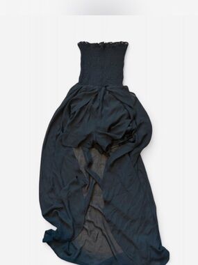 VENUS Black Strapless Maxi Dress with Smocked Bodice